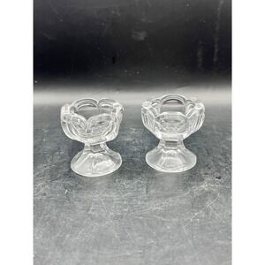 Vintage Set‎ of 2 Six-Sided Scalloped Pedestal Salt Cellar Dishes Dips 2" As Is